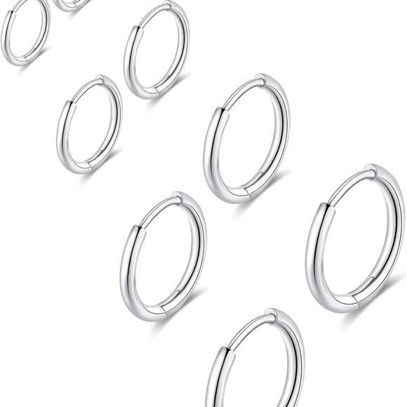 Brand New 316L Surgical Stainless Steel Hoop Earrings (Silver, Multiple Sizes) - Picture 1 of 8